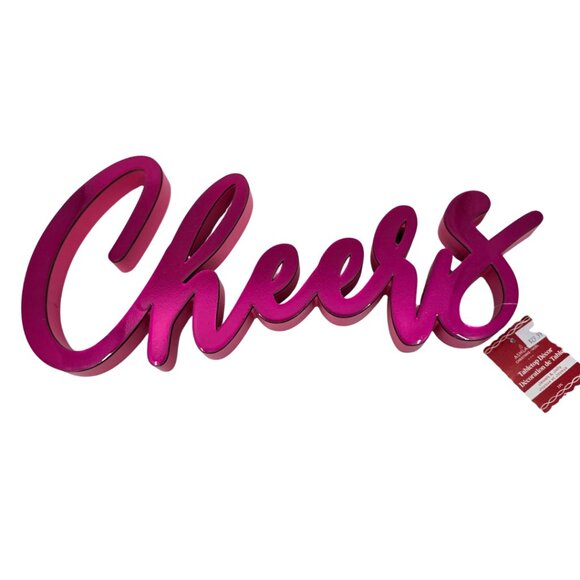 Ashland Hot Vibrant Pink Script "Cheers" Tabletop Sign NWT - Picture 3 of 5